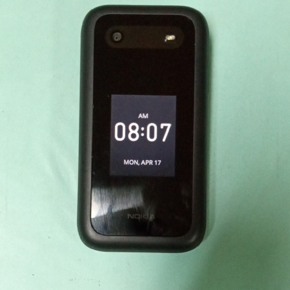 Brand New Nokia 2760 4G Black Compact Flip Phone with External Clock Display